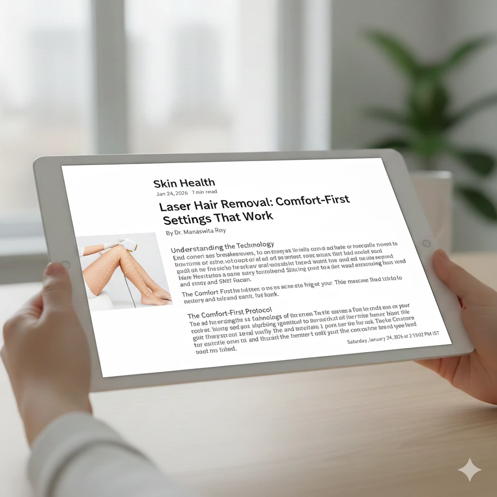 Laser hair removal device being used on a patient