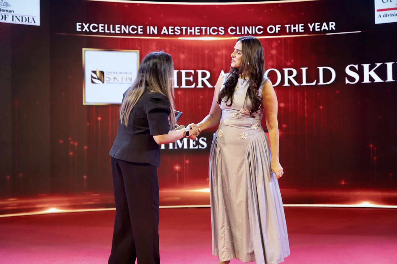 Thera-World Skin award presentation ceremony on stage