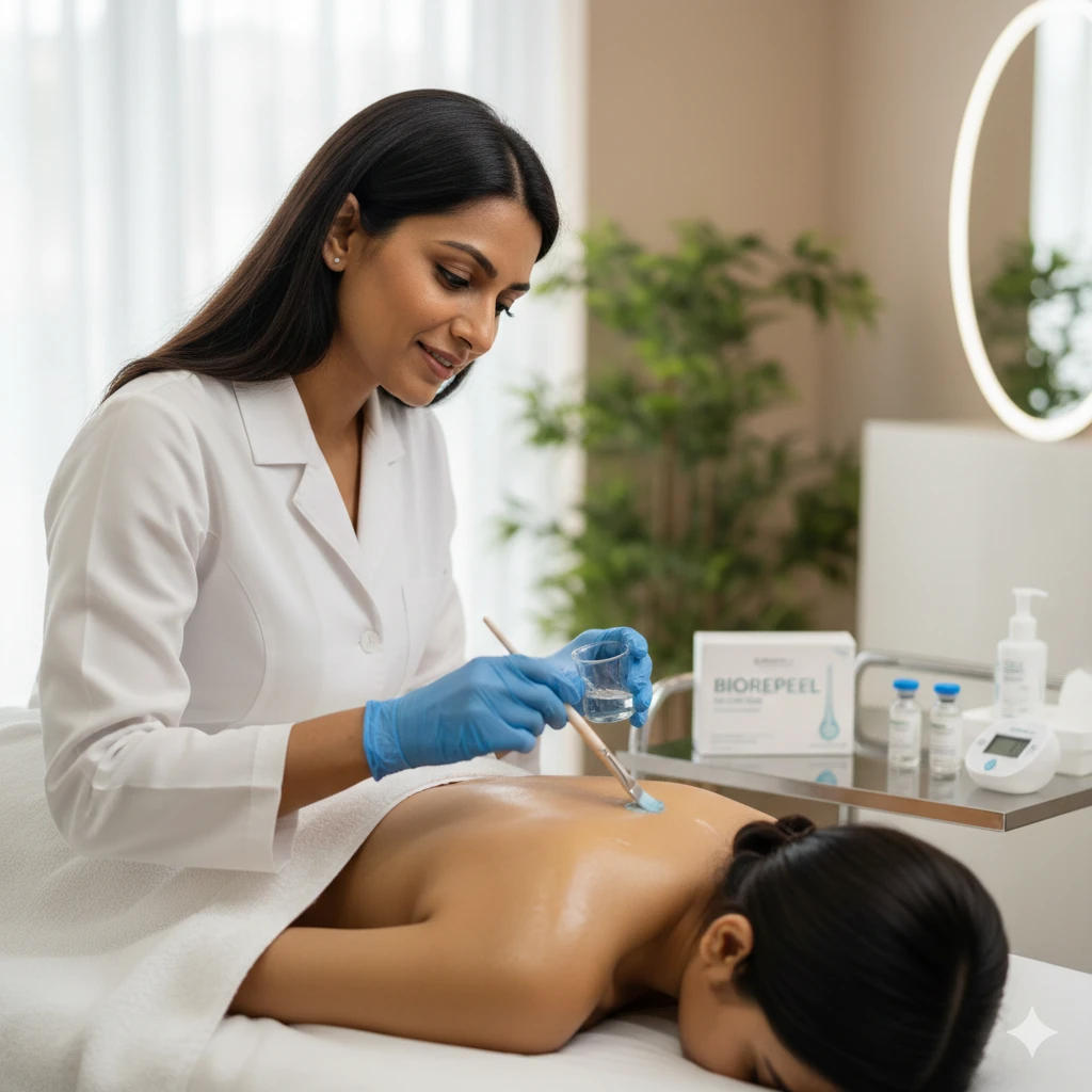 Biorepeel for body tan treatment