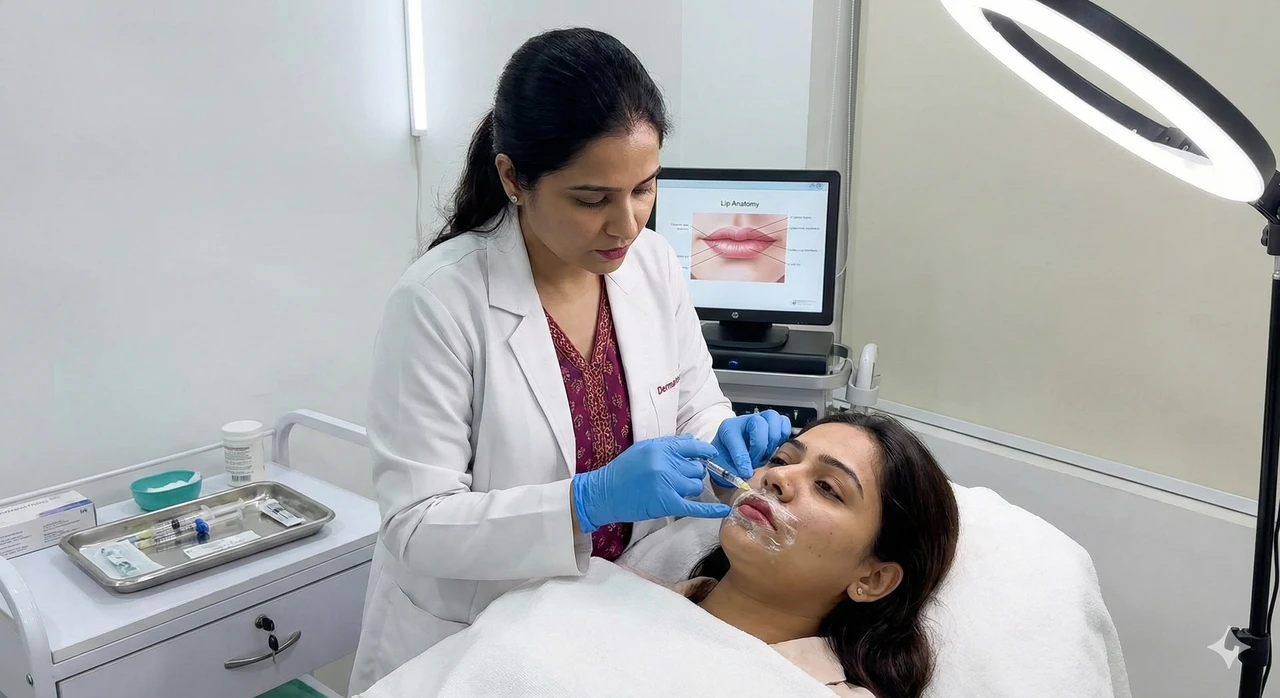 Permanent makeup artist at work