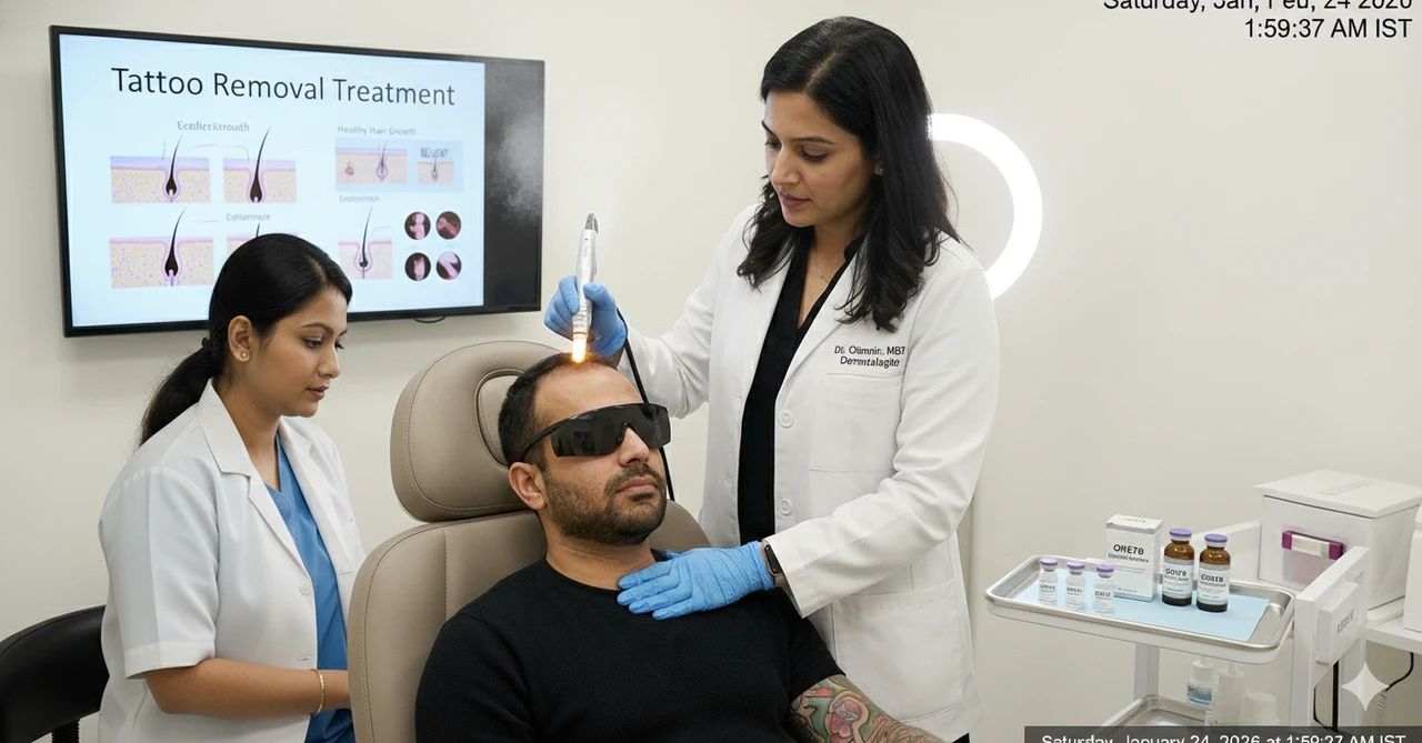 Tattoo removal laser session