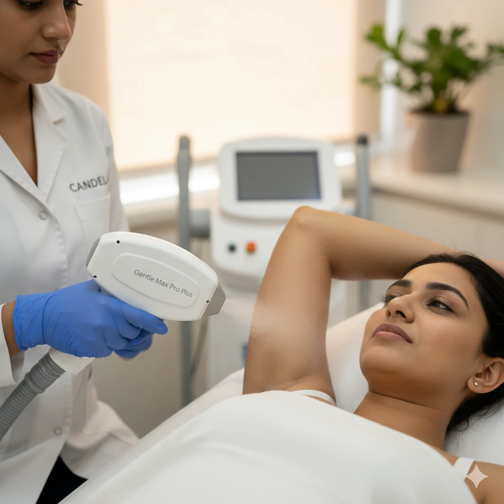 Underarm laser hair removal treatment